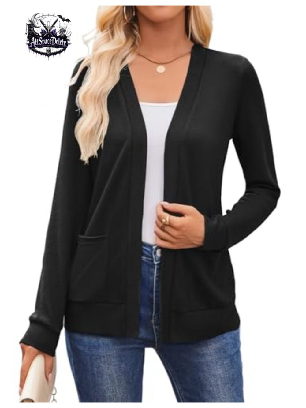 Lightweight Open Front Cardigan with Pockets Knit Sweater